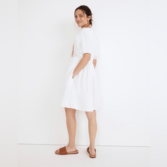 Madewell Martina Embroidered Poplin V-Neck Mini Dress NF854 XS white - Picture 2 of 6